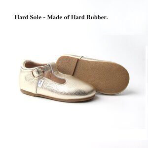 Hard-Sole Soft-Sole Mary Janes Gold Toddler Shoes Toddler Mary Janes Dress shoes